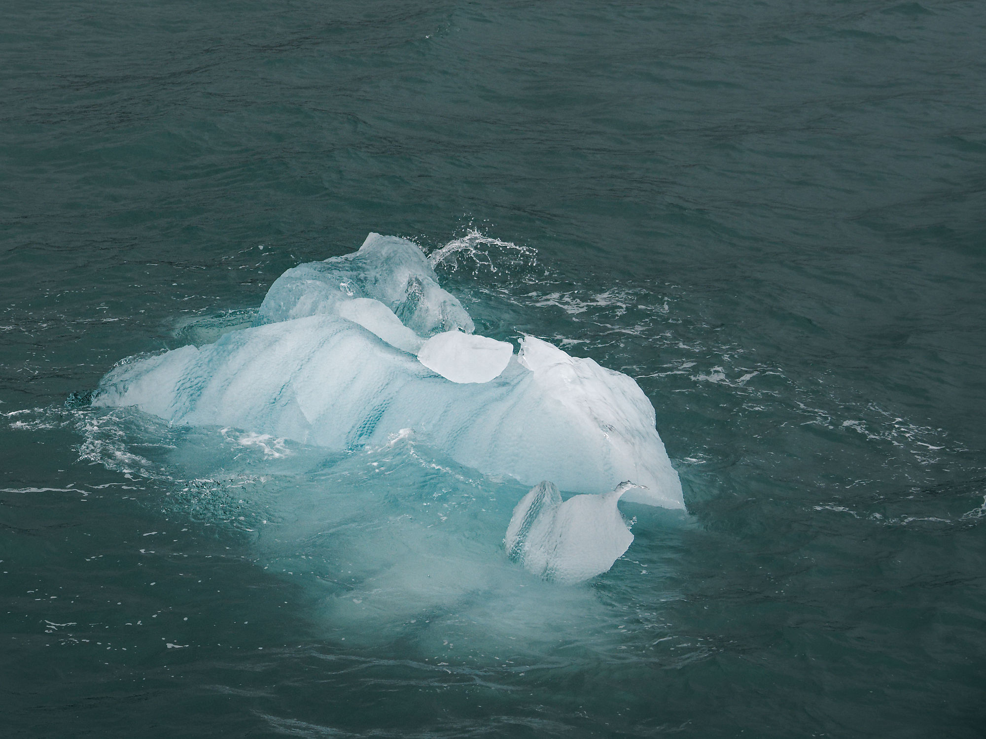 Eisberg im Kongsfjord, Spitzbergen. Arktische Landschaft mit blauem Eis im Wasser.