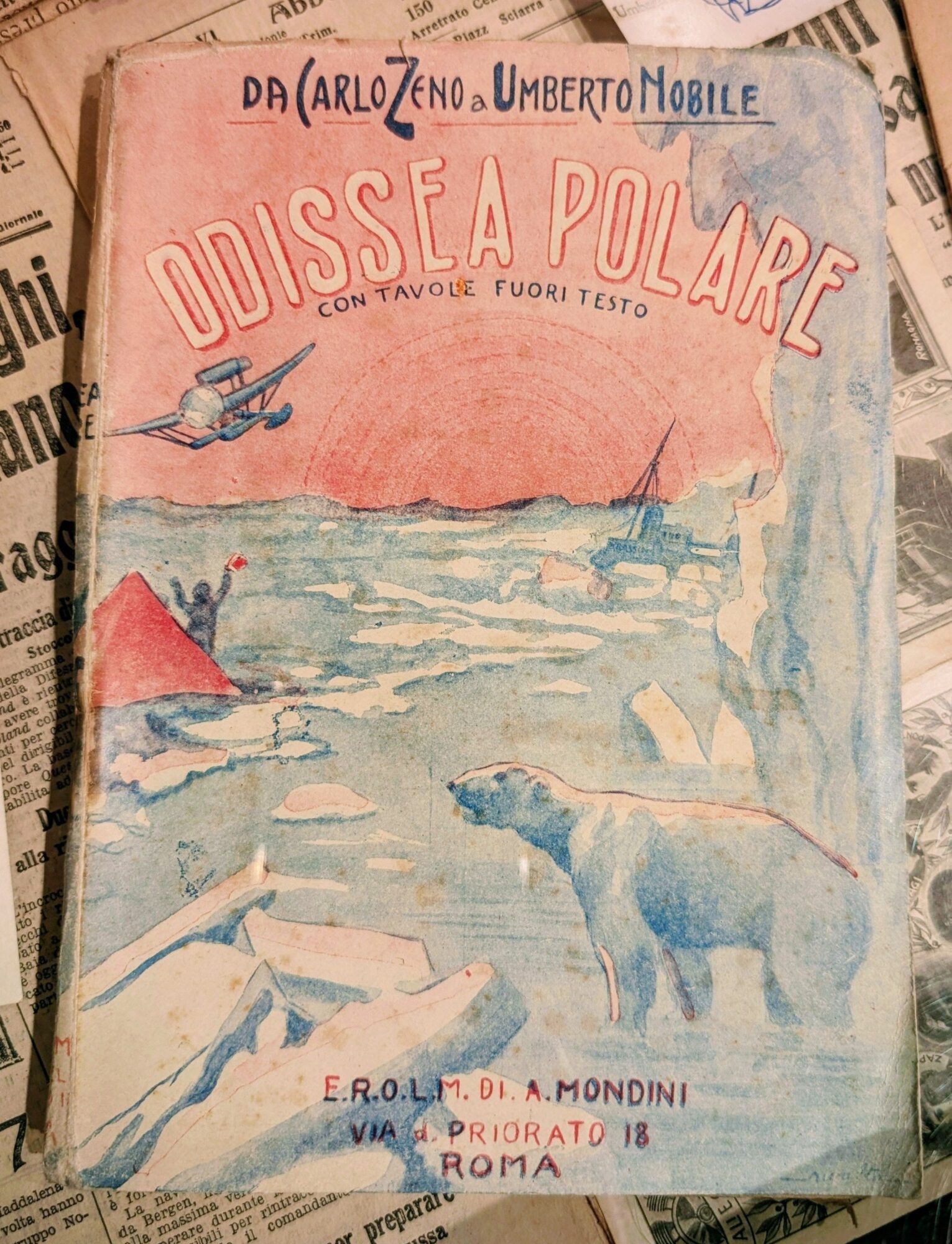 Altes Buchcover Odissea Polare: Eisbär, Flugzeug, Arktis-Expedition. Vintage Buch. #Polarforschung #ItalienischeLiteratur